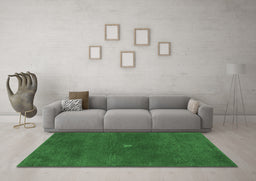 Machine Washable Abstract Emerald Green Contemporary Area Rugs in a Living Room,, wshcon2870emgrn