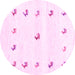 Round Machine Washable Solid Pink Modern Rug, wshcon2871pnk