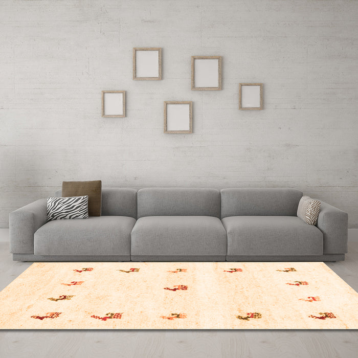 Machine Washable Solid Orange Modern Area Rugs in a Living Room, wshcon2871org