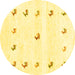 Round Machine Washable Solid Yellow Modern Rug, wshcon2871yw