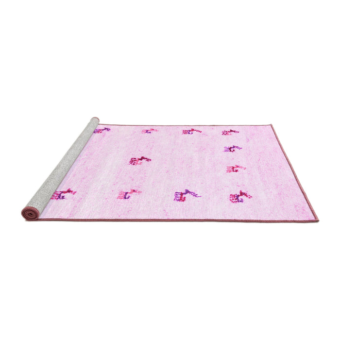 Sideview of Machine Washable Solid Pink Modern Rug, wshcon2871pnk