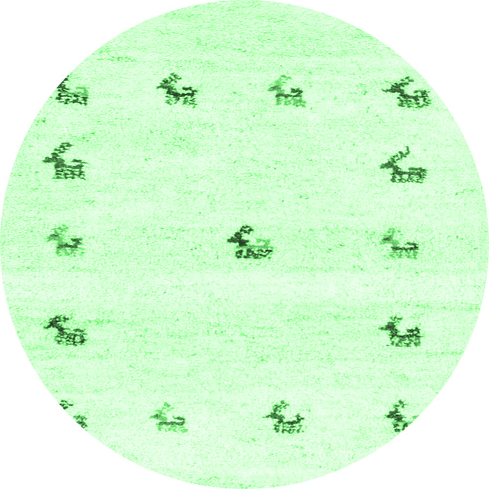 Round Machine Washable Solid Emerald Green Modern Area Rugs, wshcon2871emgrn