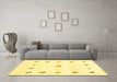 Machine Washable Solid Yellow Modern Rug in a Living Room, wshcon2871yw