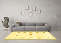 Machine Washable Solid Yellow Modern Rug, wshcon2871yw