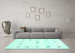 Machine Washable Solid Turquoise Modern Area Rugs in a Living Room,, wshcon2871turq
