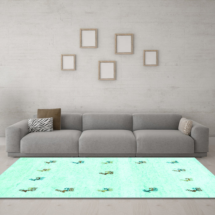 Machine Washable Solid Turquoise Modern Area Rugs in a Living Room,, wshcon2871turq