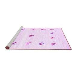Sideview of Machine Washable Solid Purple Modern Area Rugs, wshcon2871pur