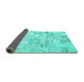 Sideview of Patchwork Turquoise Transitional Rug, con2872turq