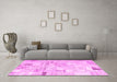 Machine Washable Patchwork Pink Transitional Rug in a Living Room, wshcon2872pnk