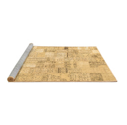 Sideview of Machine Washable Patchwork Brown Transitional Rug, wshcon2872brn