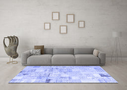 Machine Washable Patchwork Blue Transitional Rug in a Living Room, wshcon2872blu