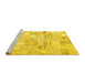 Sideview of Machine Washable Patchwork Yellow Transitional Rug, wshcon2872yw