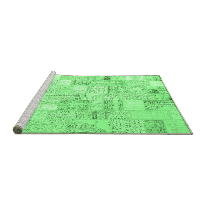 Sideview of Machine Washable Patchwork Emerald Green Transitional Area Rugs, wshcon2872emgrn