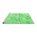 Sideview of Machine Washable Patchwork Emerald Green Transitional Area Rugs, wshcon2872emgrn