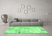 Machine Washable Patchwork Emerald Green Transitional Area Rugs in a Living Room,, wshcon2872emgrn