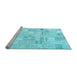 Sideview of Machine Washable Patchwork Light Blue Transitional Rug, wshcon2872lblu