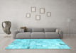 Machine Washable Patchwork Light Blue Transitional Rug in a Living Room, wshcon2872lblu