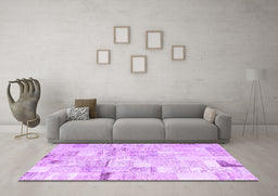 Machine Washable Patchwork Purple Transitional Area Rugs in a Living Room, wshcon2872pur