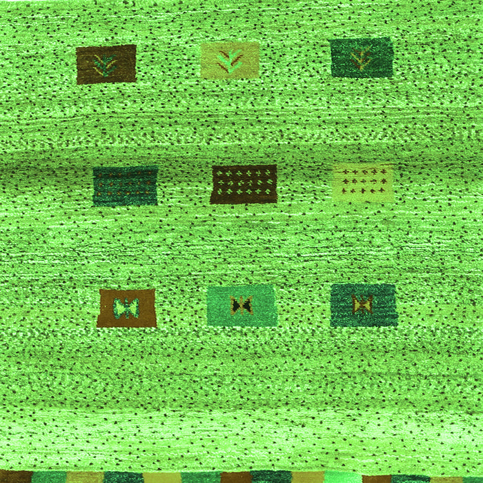 Round Machine Washable Abstract Green Contemporary Area Rugs, wshcon2873grn