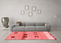 Machine Washable Abstract Red Contemporary Rug, wshcon2873red