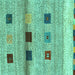 Square Machine Washable Abstract Turquoise Contemporary Area Rugs, wshcon2873turq