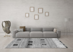 Machine Washable Abstract Gray Contemporary Rug in a Living Room,, wshcon2873gry
