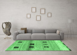 Machine Washable Abstract Emerald Green Contemporary Area Rugs in a Living Room,, wshcon2873emgrn