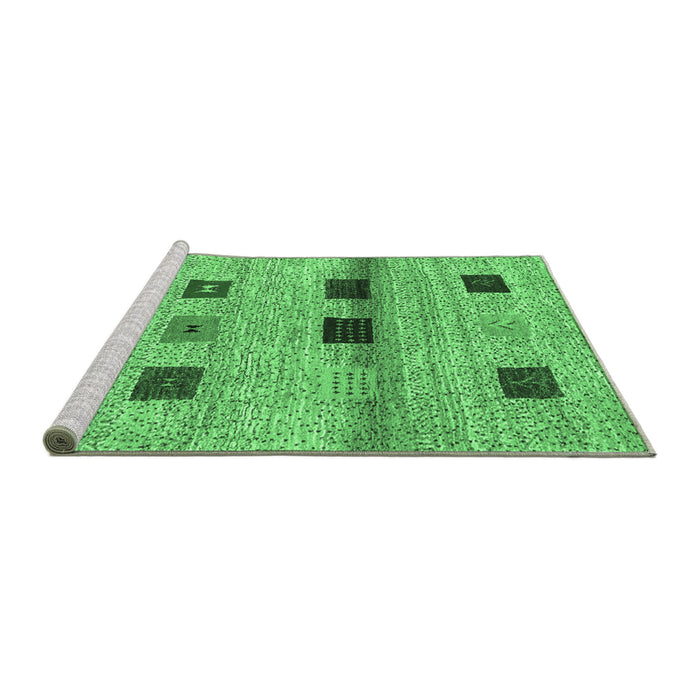 Sideview of Machine Washable Abstract Emerald Green Contemporary Area Rugs, wshcon2873emgrn