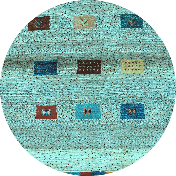Round Abstract Light Blue Contemporary Rug, con2873lblu