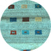 Round Abstract Light Blue Contemporary Rug, con2873lblu