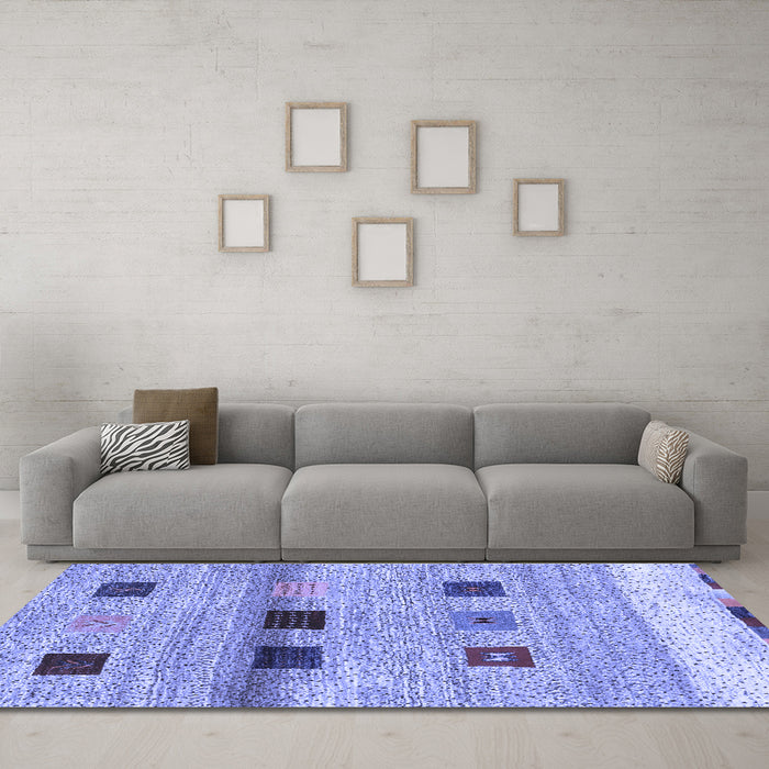 Machine Washable Abstract Blue Contemporary Rug in a Living Room, wshcon2873blu