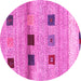 Round Abstract Pink Contemporary Rug, con2873pnk