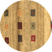 Round Abstract Brown Contemporary Rug, con2873brn