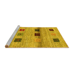 Sideview of Machine Washable Abstract Yellow Contemporary Rug, wshcon2873yw