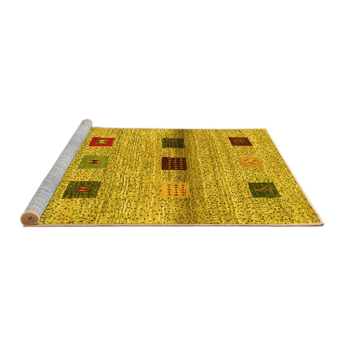 Sideview of Machine Washable Abstract Yellow Contemporary Rug, wshcon2873yw