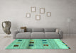 Machine Washable Abstract Turquoise Contemporary Area Rugs in a Living Room,, wshcon2873turq