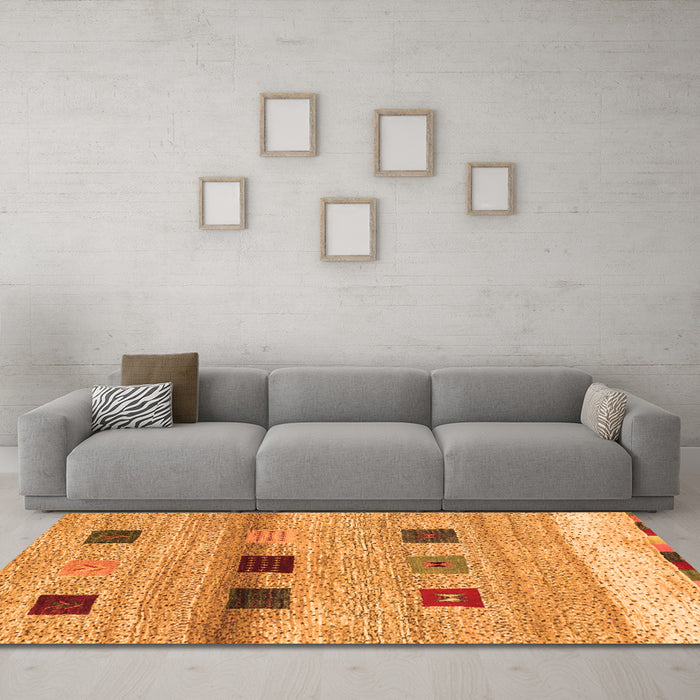 Machine Washable Abstract Orange Contemporary Area Rugs in a Living Room, wshcon2873org