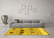 Machine Washable Abstract Yellow Contemporary Rug in a Living Room, wshcon2873yw