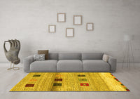 Machine Washable Abstract Yellow Contemporary Rug, wshcon2873yw