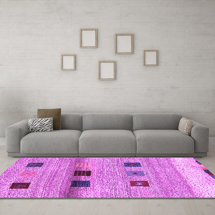 Machine Washable Abstract Purple Contemporary Area Rugs in a Living Room, wshcon2873pur
