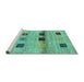 Sideview of Machine Washable Abstract Turquoise Contemporary Area Rugs, wshcon2873turq