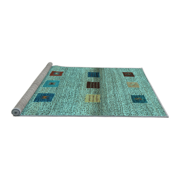 Sideview of Machine Washable Abstract Light Blue Contemporary Rug, wshcon2873lblu