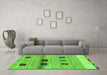 Machine Washable Abstract Green Contemporary Area Rugs in a Living Room,, wshcon2873grn