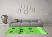 Machine Washable Abstract Green Contemporary Rug, wshcon2873grn