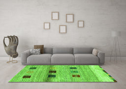 Machine Washable Abstract Green Contemporary Area Rugs in a Living Room,, wshcon2873grn
