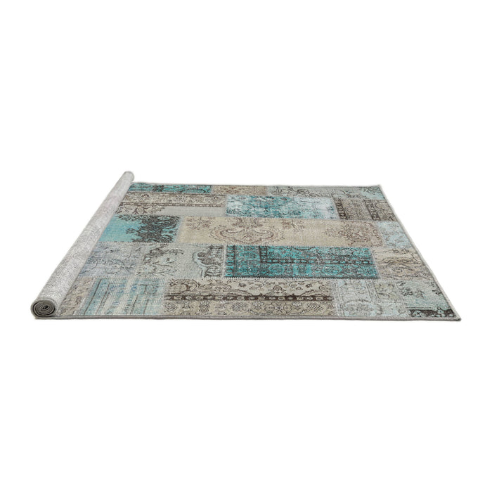 Serging Thickness of Machine Washable Contemporary Sage Green Rug, wshcon2874