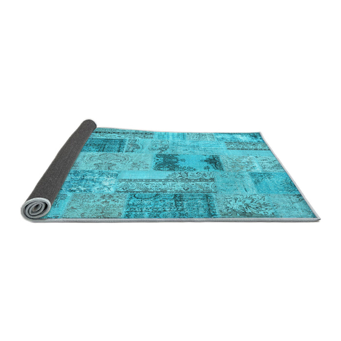 Sideview of Patchwork Light Blue Transitional Rug, con2874lblu