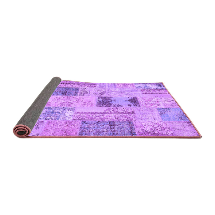 Sideview of Patchwork Purple Transitional Rug, con2874pur