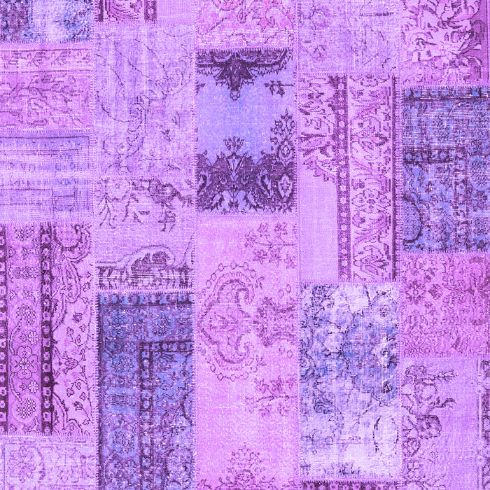Machine Washable Patchwork Purple Transitional Area Rugs, wshcon2874pur