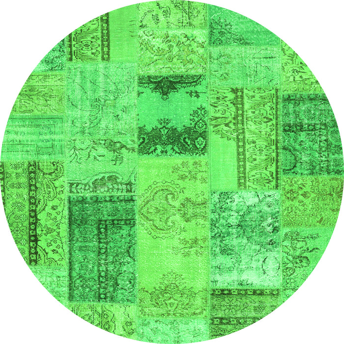 Machine Washable Patchwork Green Transitional Area Rugs, wshcon2874grn